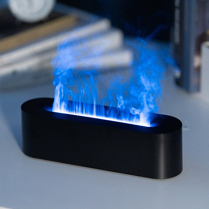 Иновативен симулиран леден огън Студен пламък Етерично масло дифузьор 150ml Тежка мъгла овлажняващ въздух Цветна атмосфера светлина