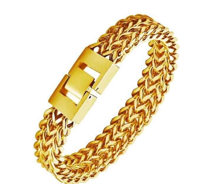 Stainless steel jewelry men and women gold double-layer grinding chain bracelet