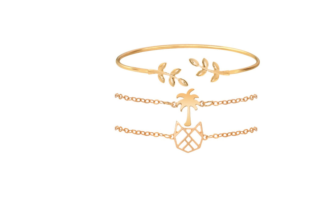 Europe and America minimalist wind bracelet female leaves coconut tree cat banana tree bracelet bracelet bracelet jewelry ornaments