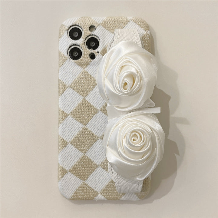 Телефонна калъф с диамантена бяла роза