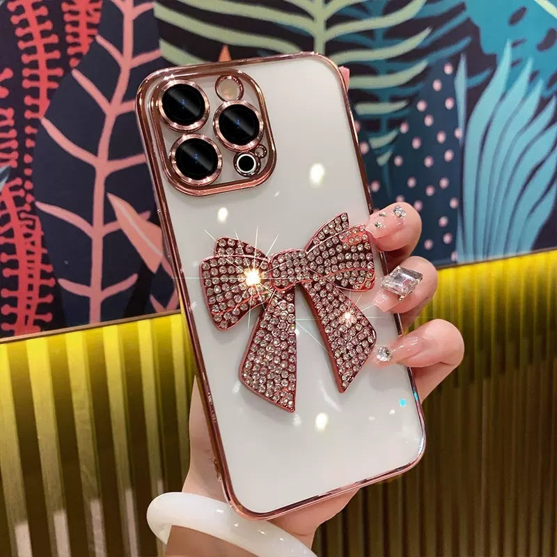 Electroplating Comes With Lens Protector Diamond Bow Phone Case