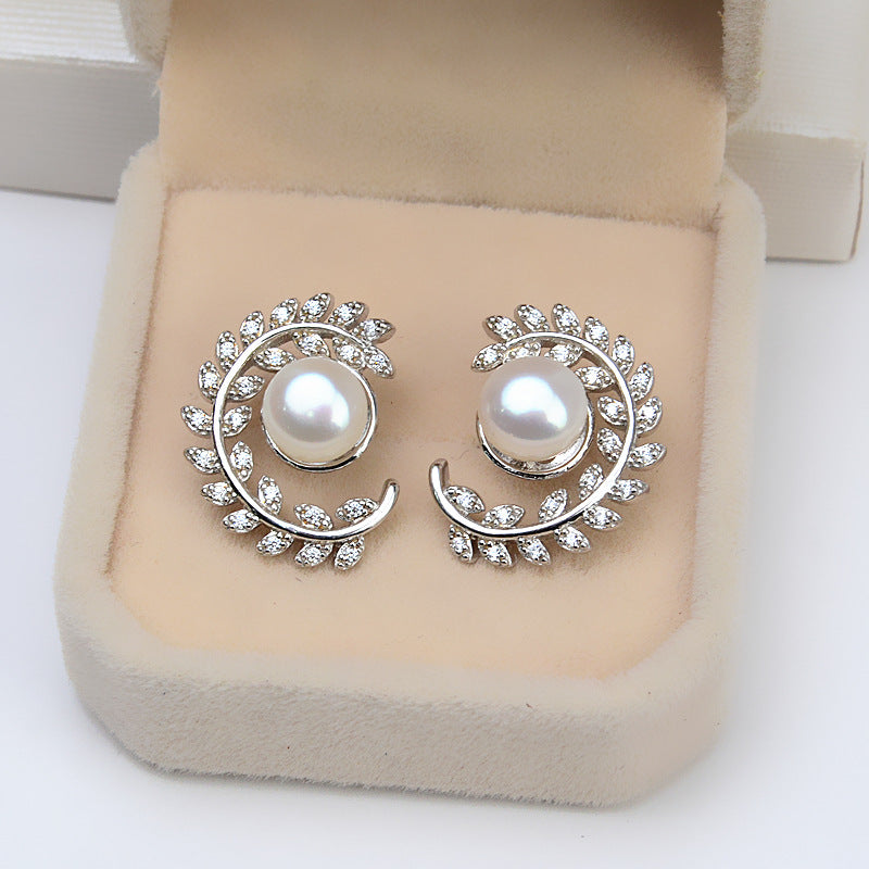 S925 Silver Stud Earrings Leaves For Women
