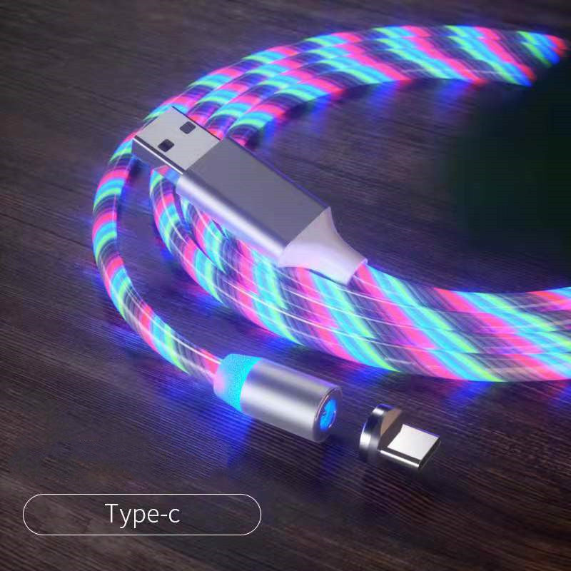 Éclairage de câble de chargement de chargement magnétique Éclairage de câble de charge rapide Micro USB Cable Magnet LED Type-C Câble