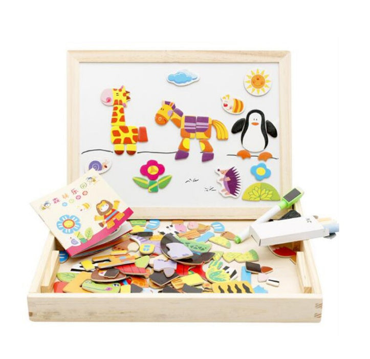 Puzzle multifuncțional pentru copii magnetici, tablouri de bord educațional Învățarea puzzle -urilor din lemn Jucării pentru copii cadou
