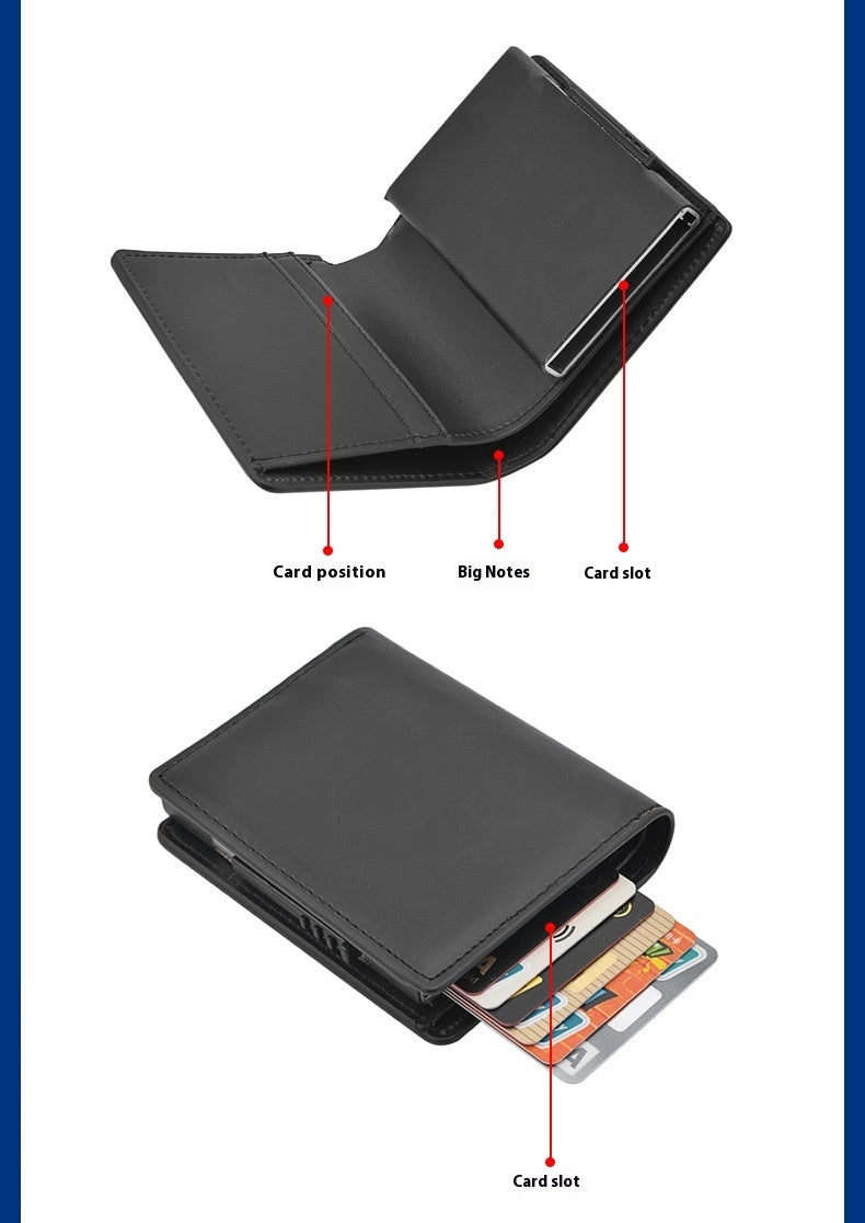 Menns korte automatisk pop-up aluminiumslegeringskortpakke Anti-tyveri Swiping Anti-Magnetic Card Cover Cassette