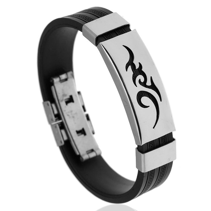 Fire Cloud Flame Men's Silicone Stainless Steel Bracelet