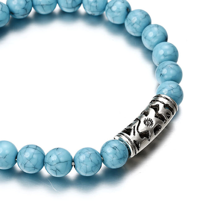 Classic Acrylic Blue Beaded Bracelets for Men Women