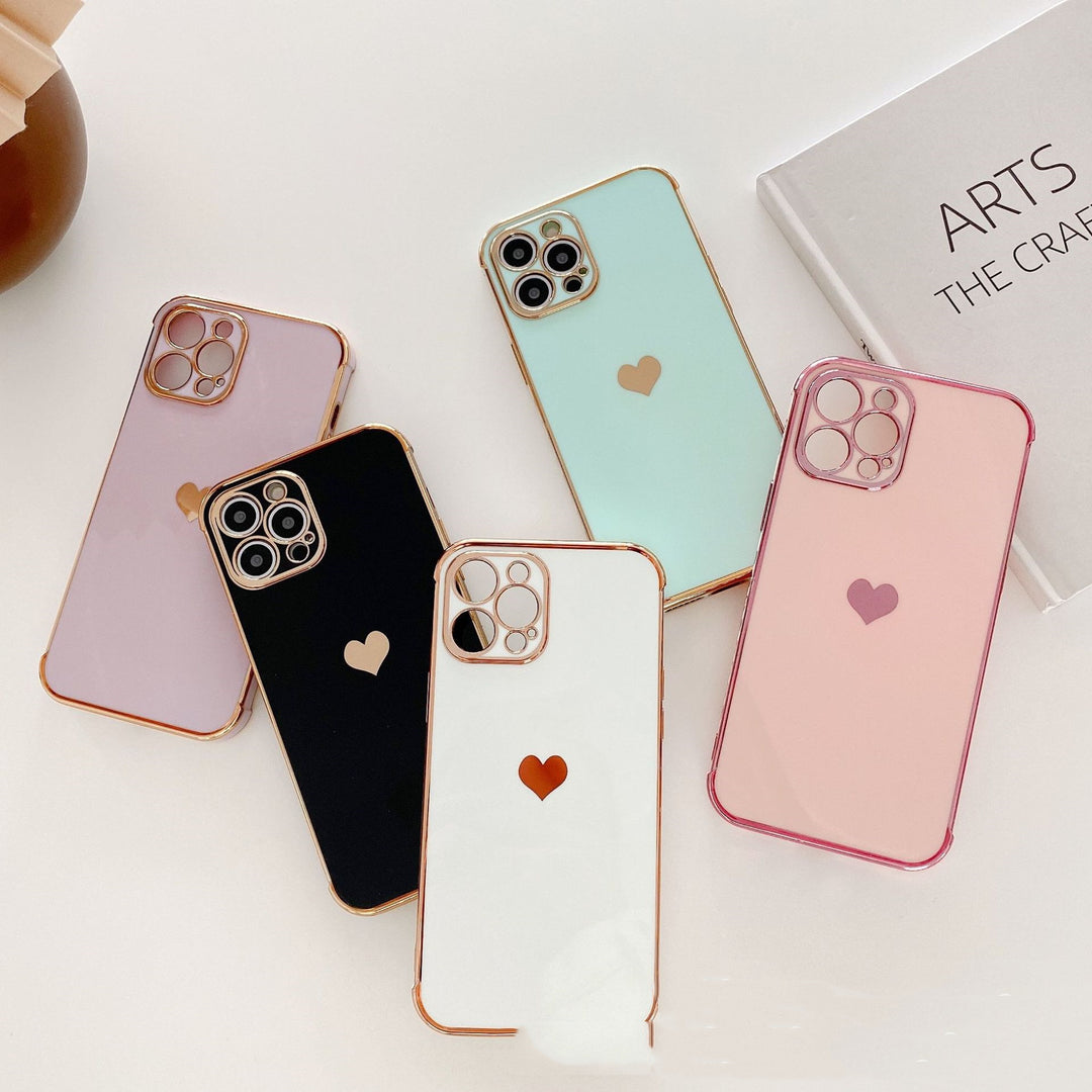 Side Electroplated Love Phone Case Drop-proof Fine Hole Silicone Cover