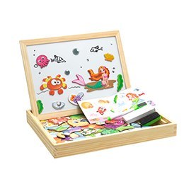 Fa mágneses puzzle játékok Gyerekek 3D -s puzzle doboz figurák cirkuszi író rajzlap tanulási oktatási játékok gyerekeknek