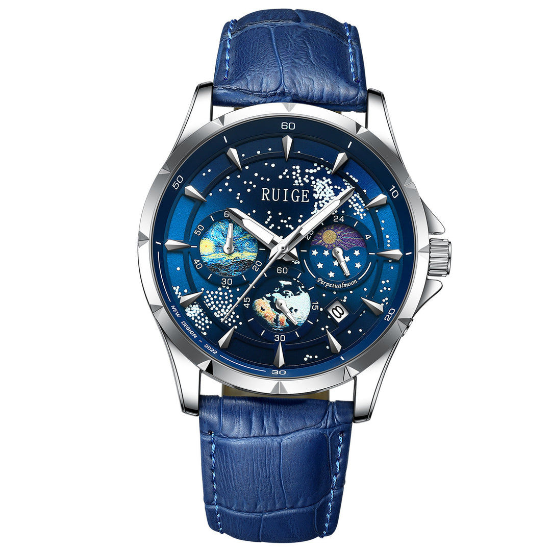 Star Sea Quartz Multifunktional leuchtend wasserdichte Herrenuhr