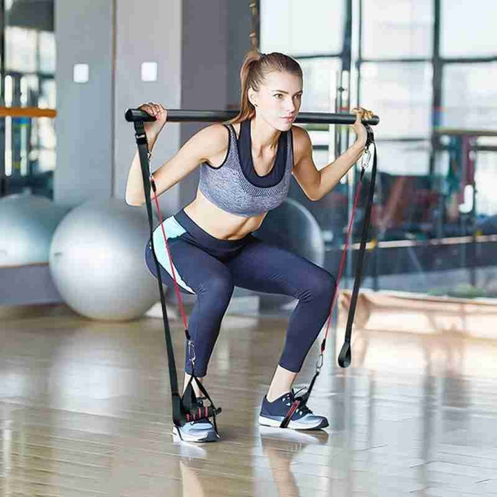Pilates Bar Kit с съпротивителни ленти преносим домашен фитнес тренировка Оборудване Перфектно разтегнато бар за упражнения и ленти