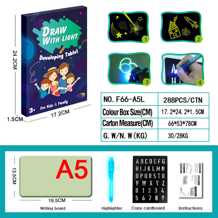 Educațional de desen jucărie Pad 3d Magic 8 Efecte ușoare Puzzle Board Sketchpad