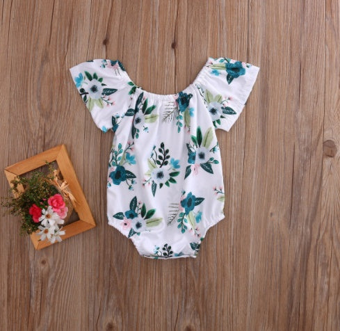 Adorable Newborn Baby Girl Flower Trumpet Sleeves Romper Jumpsuit Sunsuit Outfits 0-24M