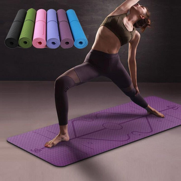 Não deslize TPE Yoga Mat Position Line Beginner