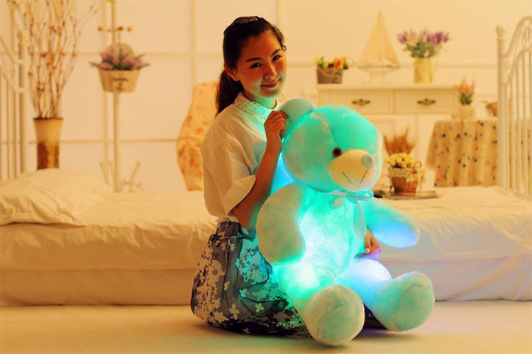 الإبداعية تضيء LED دمية دب الحيوانات المحشوة ألعاب من نسيج مخملي ملون متوهجة هدية عيد الميلاد للأطفال وسادة