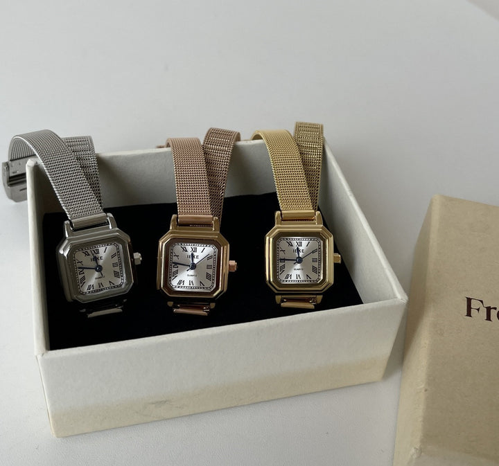 Small Square rétro Small Sugar Cube Steel Watch Femmes