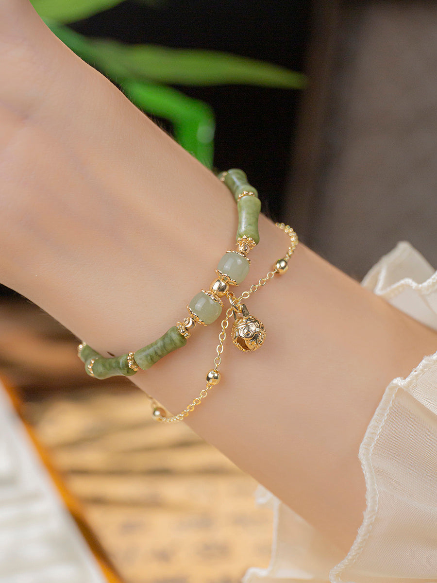 Natural Hotan Jade Bamboo Festival Bracelet