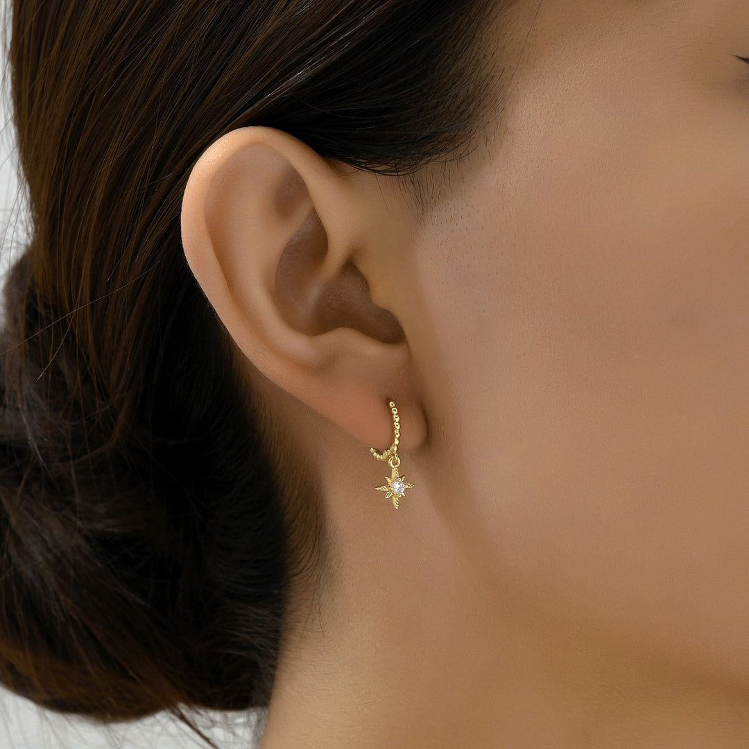 Women's 18K Personalized Fashion Earrings Eight Awn Star Stud Earrings