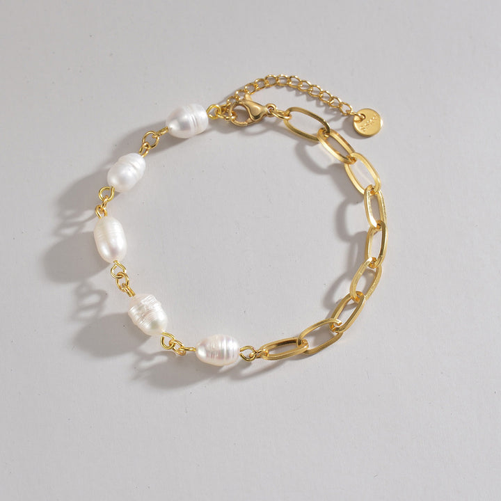 Women's 14K Gold Stitching Pearl Special-interest Design High-grade Bracelet