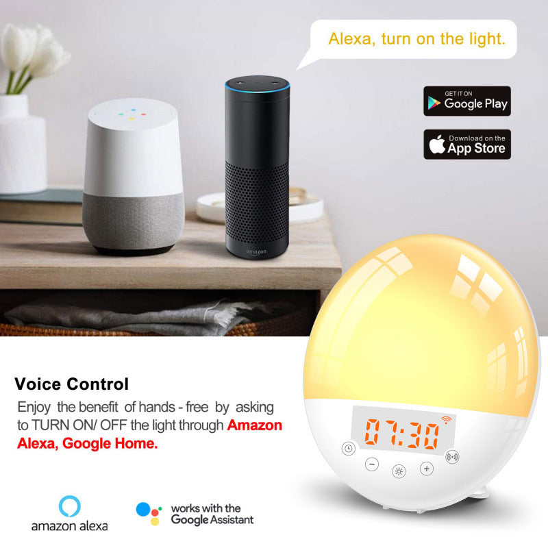 Wifi Voice Control Smart Wake-up Light Climage de despertador Sunrise Natural Wake-Up Light