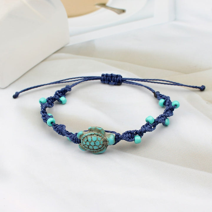 Beach Vacation Style Turquoise Turtle Adjustable Bracelet