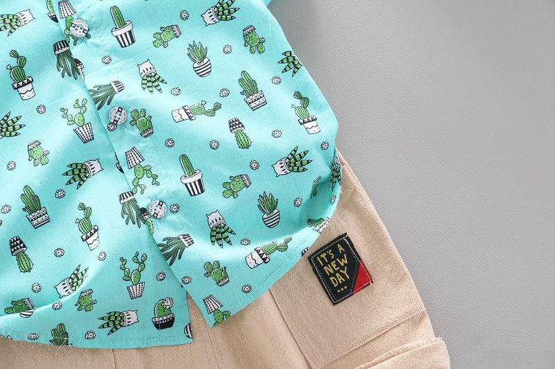 Printed boy shirt cactus top