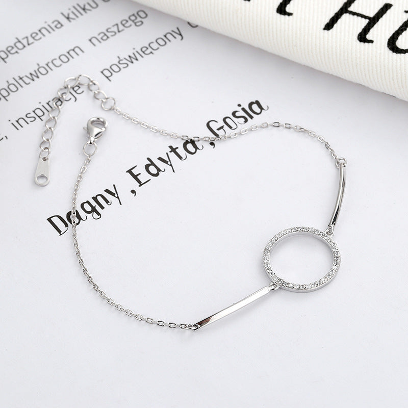 Osttor des Südkoreas S925 Sterling Silber Einfache Kaltwindkreis Armband Weibliche koreanische Art leicht eingelegtes runde Armband