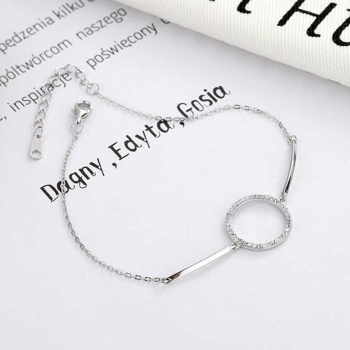 East Gate of South Korea S925 sterling silver simple cold wind Circle Bracelet female Korean style slightly inlaid round Bracelet