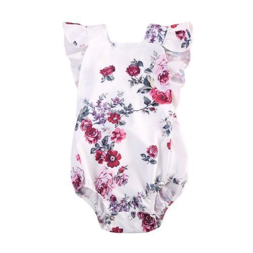 Martina Floral Romper Kızlar Bebek Beyaz Çiçek Haber Bebek Bebek Yeni Dantel İşlemeli Tek Parça