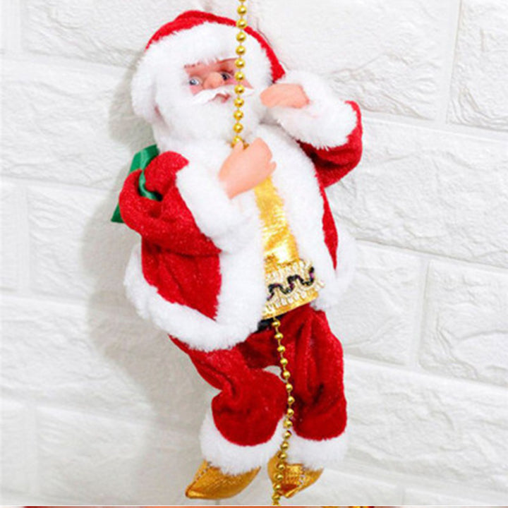 Escalera escalera eléctrica Santa Claus trepando juguete de muñeca de escalera roja