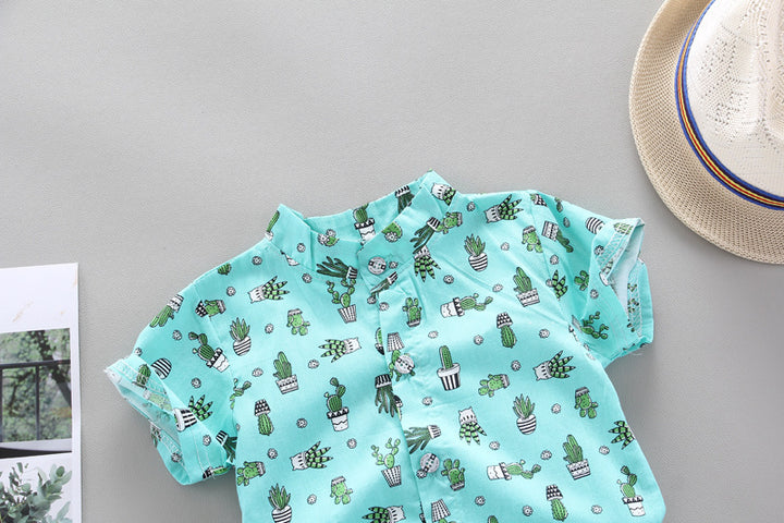 Tryckt pojkskjorta kaktus topp