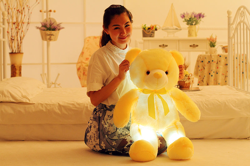 Creative Light Up LED Bear Animales de peluche Plush Toy Colorido Regalo de Navidad brillante para niños Almohada