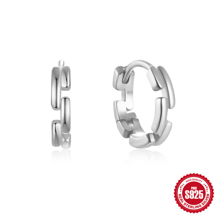 S925 Sterling Silver Geometric Diamond-embedded Elegant Earrings For Women