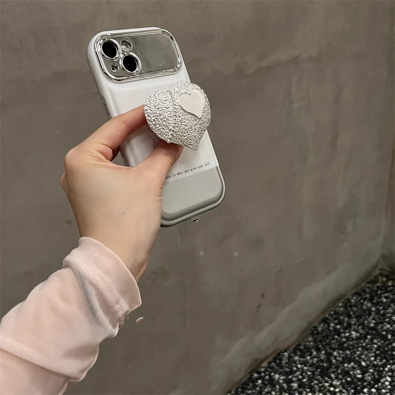 Korean Style Ins High-grade Silver White Portable Phone Case