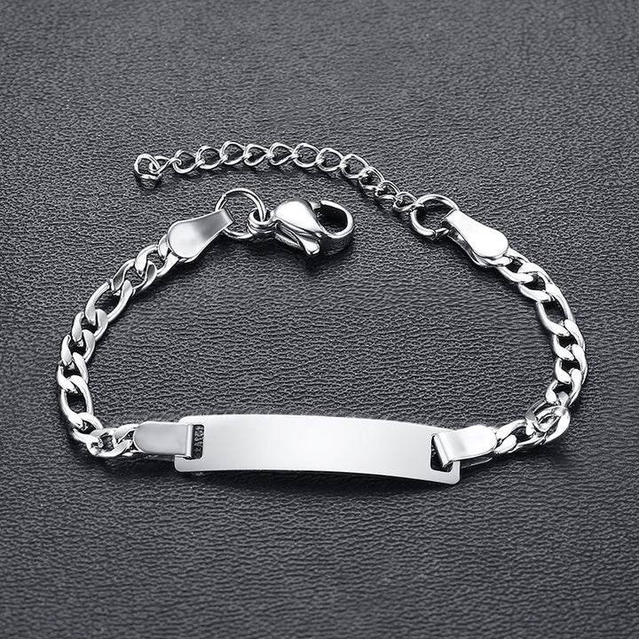 Children's Bracelet Stainless Steel Blank Curved Plate Adjustable 12and3cm With Lettering