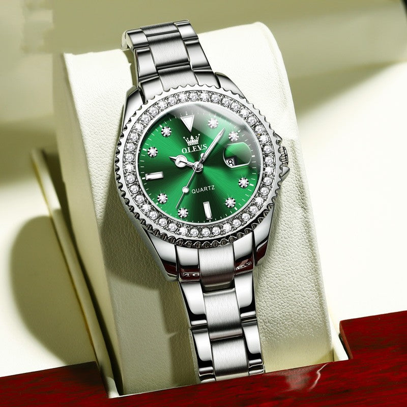 Diamond Quartz Dames roestvrijstalen horloge