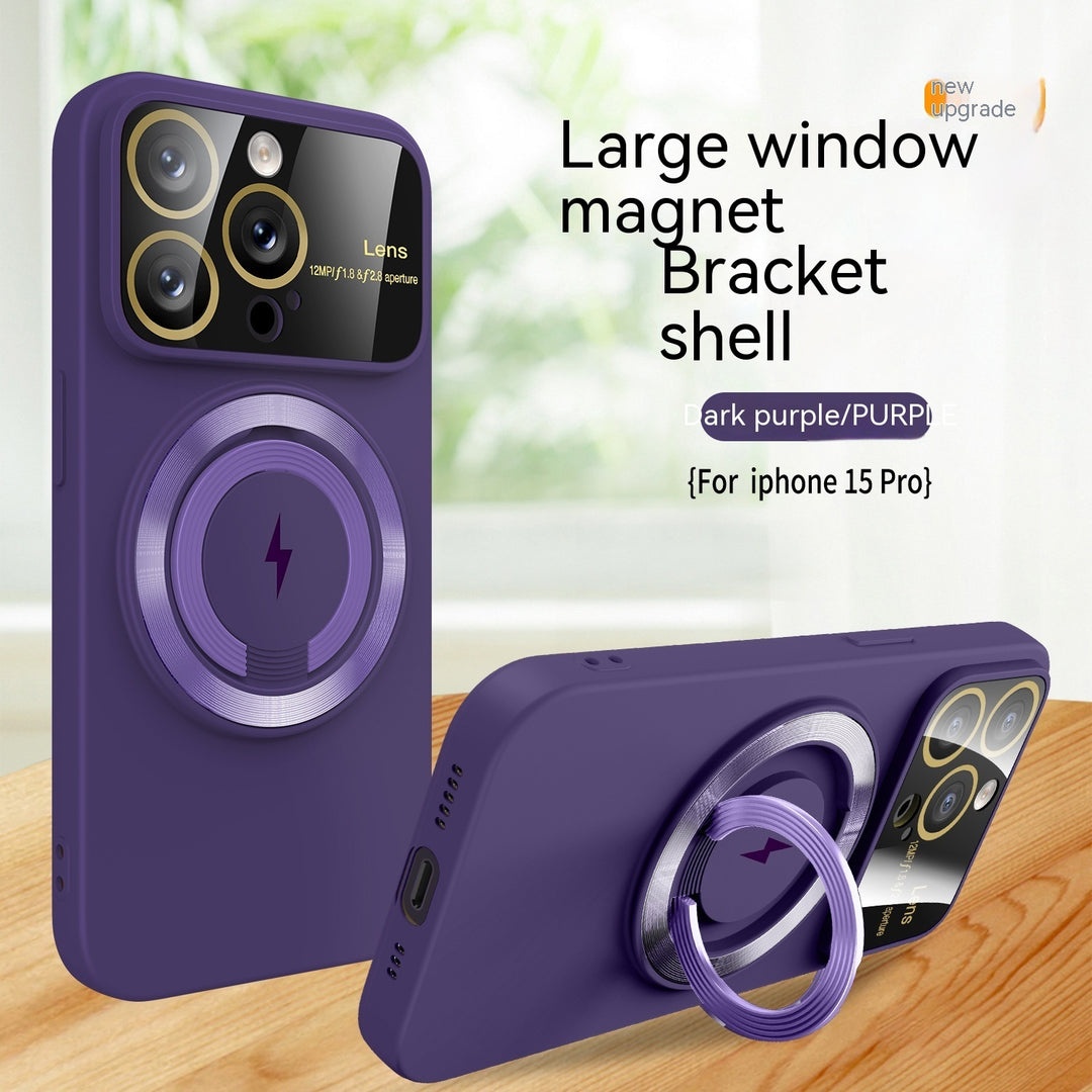 大きなウィンドウ磁気ブラケット回転可能なリング電話ケース