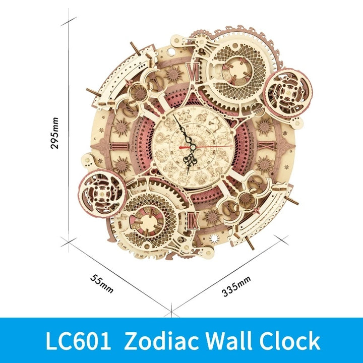 Robotime Rokr Zodiac Wall Clock 3D Träpusselmodell Montering Toys Gifts For Children Barn Teens LC601 Support Dropshipping