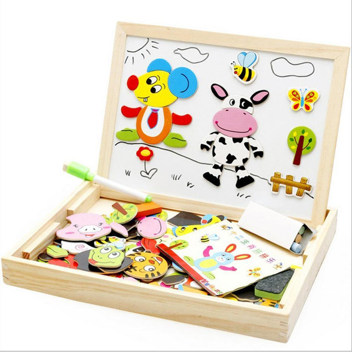 Giocattoli per puzzle magnetico in legno BAMBINI 3D PUALLE POX Figura Animali Circus Scrittura Draw Draw Arenged Education Toys for Kids