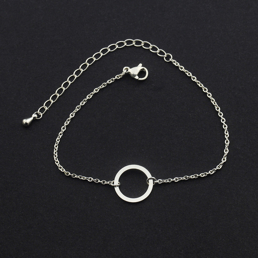 Pulseira de anel de vida redonda simples pulseira de aço inoxidável