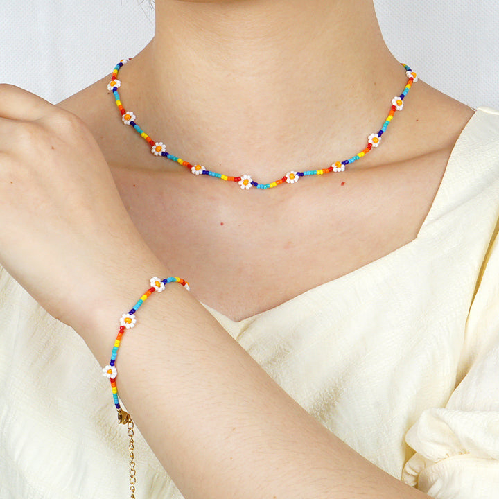 Rainbow Daisy Necklace