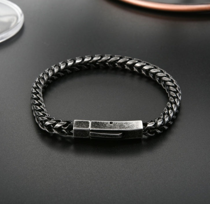 316L Stainless Steel Four-sided Grinding Chain Bracelet
