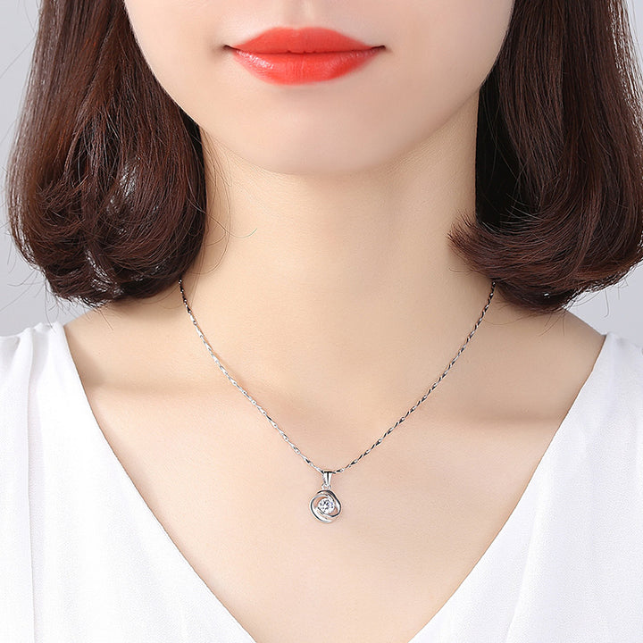 S999 Pure Silver Rose Rose Love Colgante Collar japonés y coreano Simple