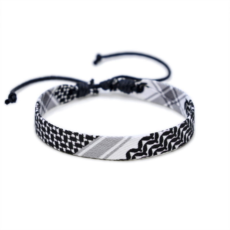 Brazalete de estilo étnico pulsera de tela tejida a mano