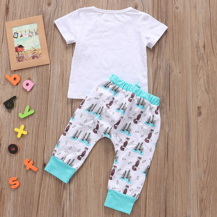Новородени бебешки дрехи комплект тениски върхове+панталони малки момчета и момичета тоалети
