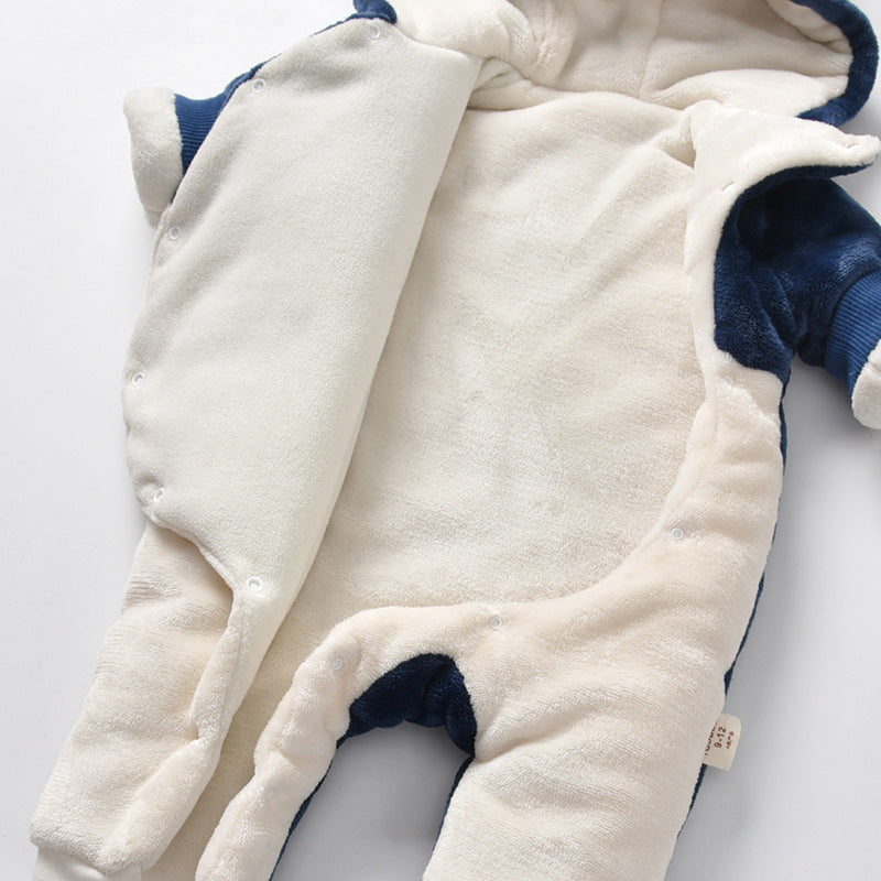 Beer geborduurde hooded romper