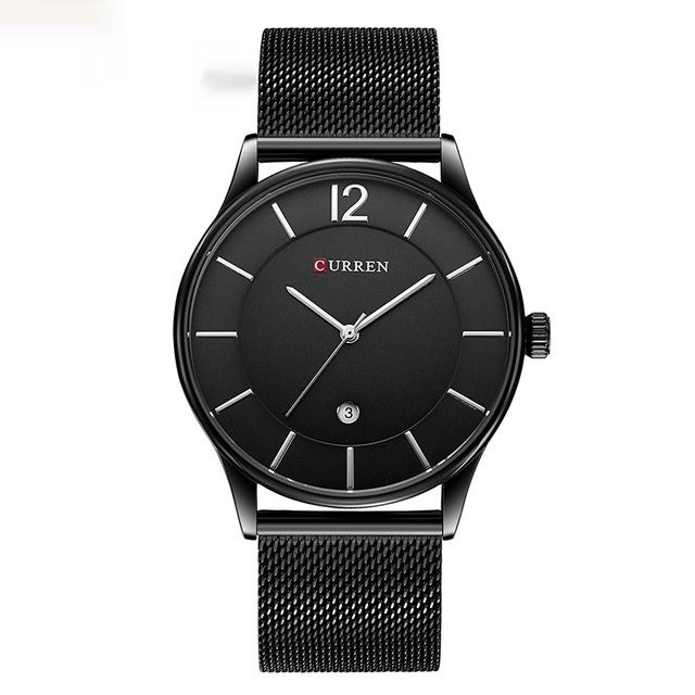 Maschengürtel Einfache große Dial Business Casual Quartz Uhr