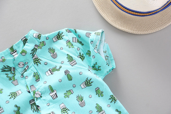 Printed boy shirt cactus top