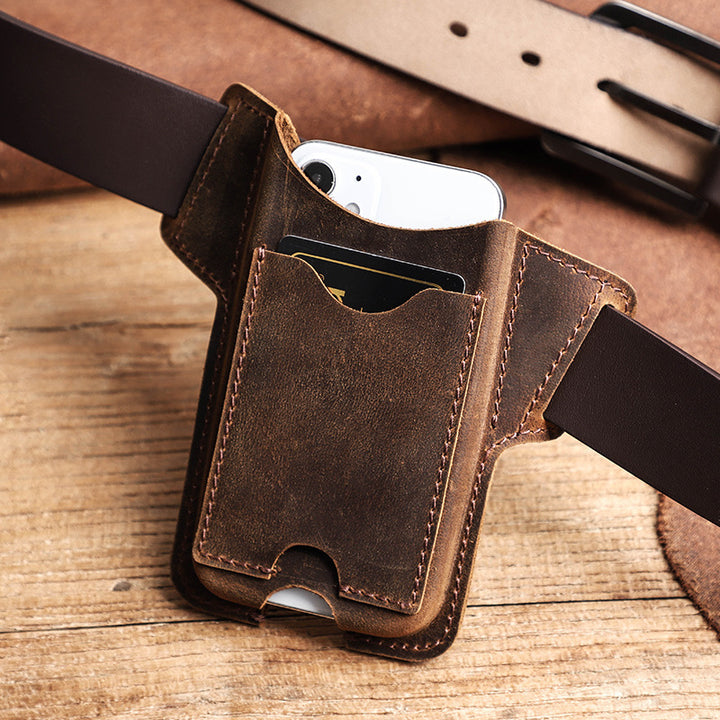 Kompatibel mit Apple, Geeignet für iPhone12 Mobiltelefon Schutzcover Crazy Horse Leder Card Belt Mobiltelefon Holster