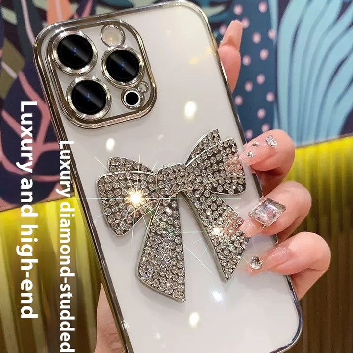 Elektrokaplama Lens Protector Diamond Bow Telefon Kılıfı ile birlikte gelir